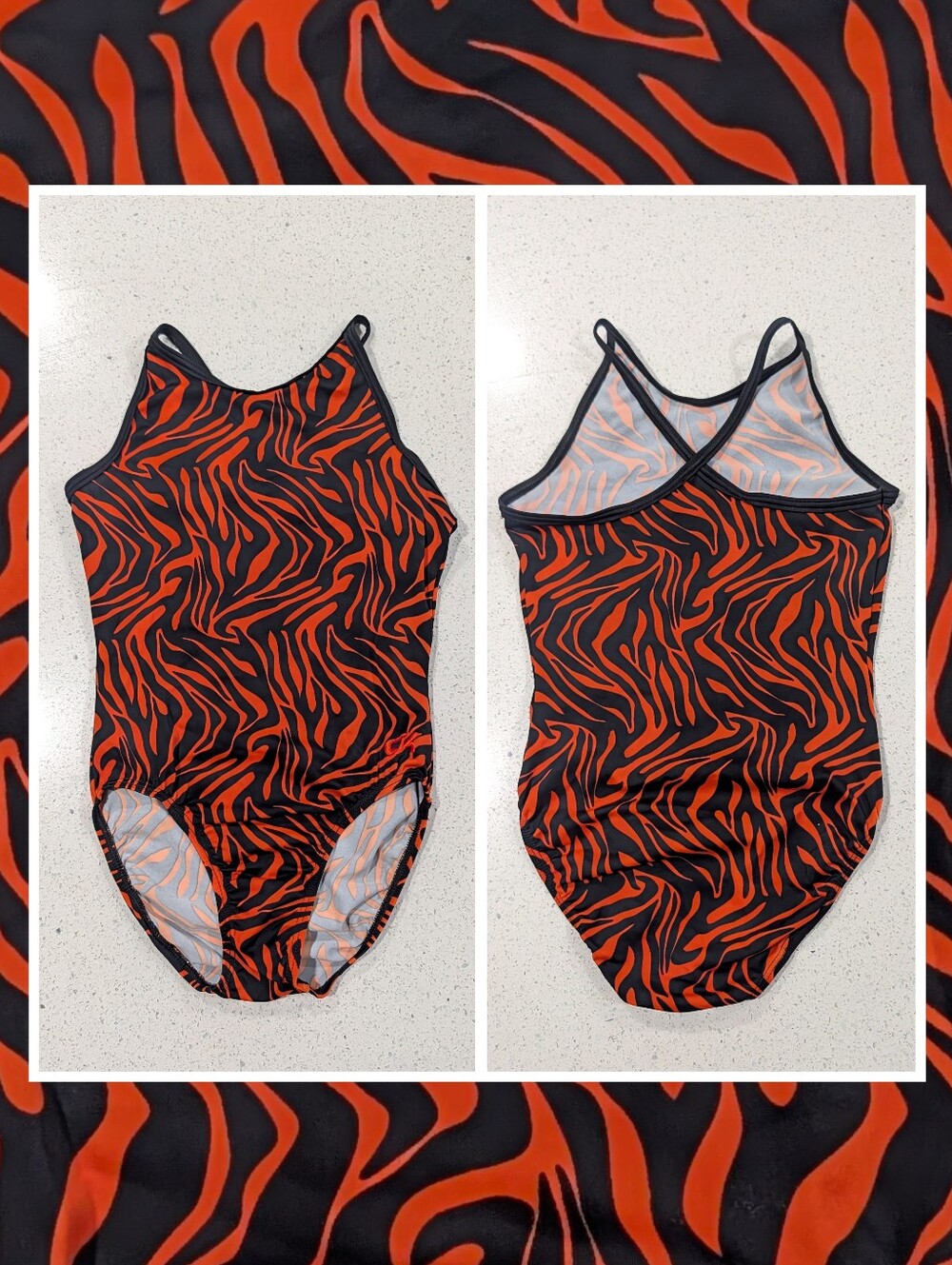 AUBURN TIGERS style GK Elite AS Small Gymnastics Leotard Black Orange HALLOWEEN